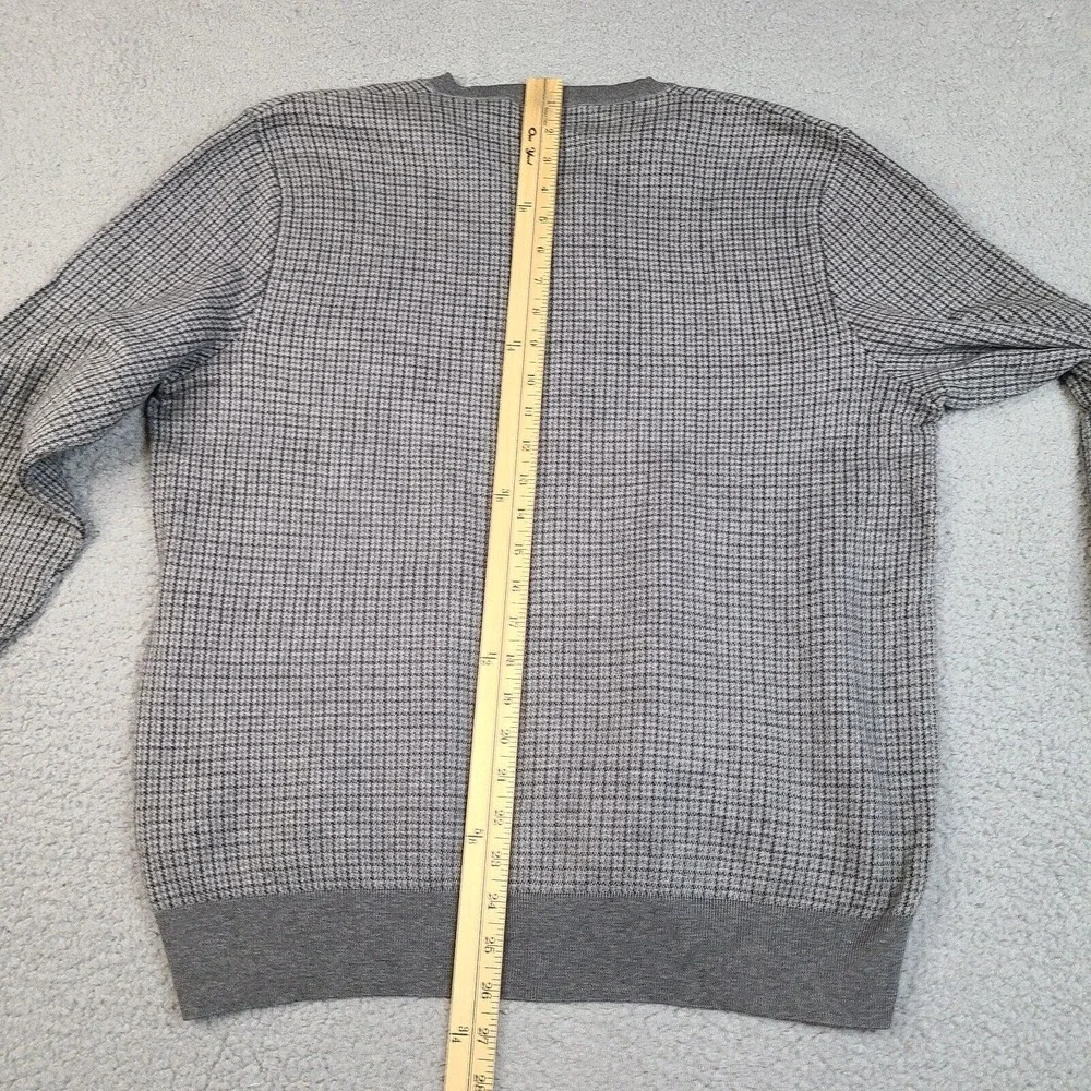 Polo Golf Ralph Lauren Sweater Mens Medium Gray V Neck‎ Knit Cotton Geometric